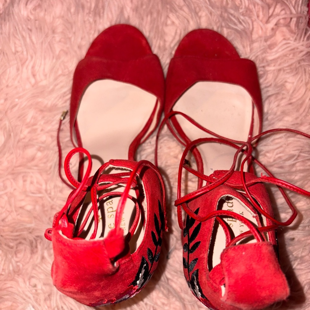 Kate Spade Oasis Embroidered Strappy Heels worn once size 7.5